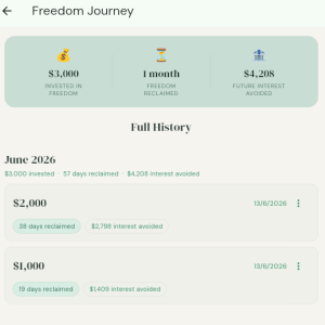 Mortgage Freedom Tracker - A gamified motivation Apple and Android app to help fast track you paying off your mortgage early and be debt fee.