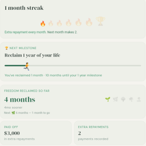 Mortgage Freedom Tracker - A gamified motivation Apple and Android app to help fast track you paying off your mortgage early and be debt fee.